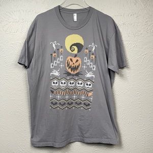 American Apparel Grey Nightmare Before Christmas Pixel Short Sleeve Shir…